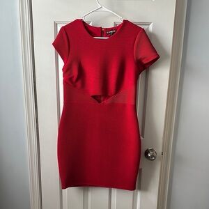 Express Red Ruffled Peplum Mini Dress